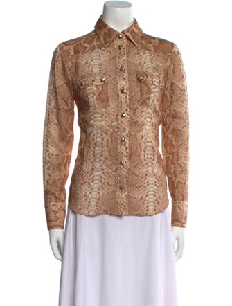 Zimmermann Linen Animal Print Button-Up Top