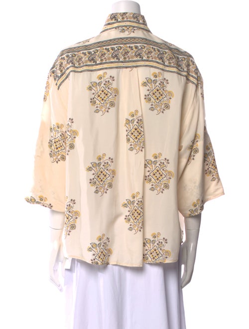 Zimmermann Printed Three-Quarter Sleeve Button-Up Top