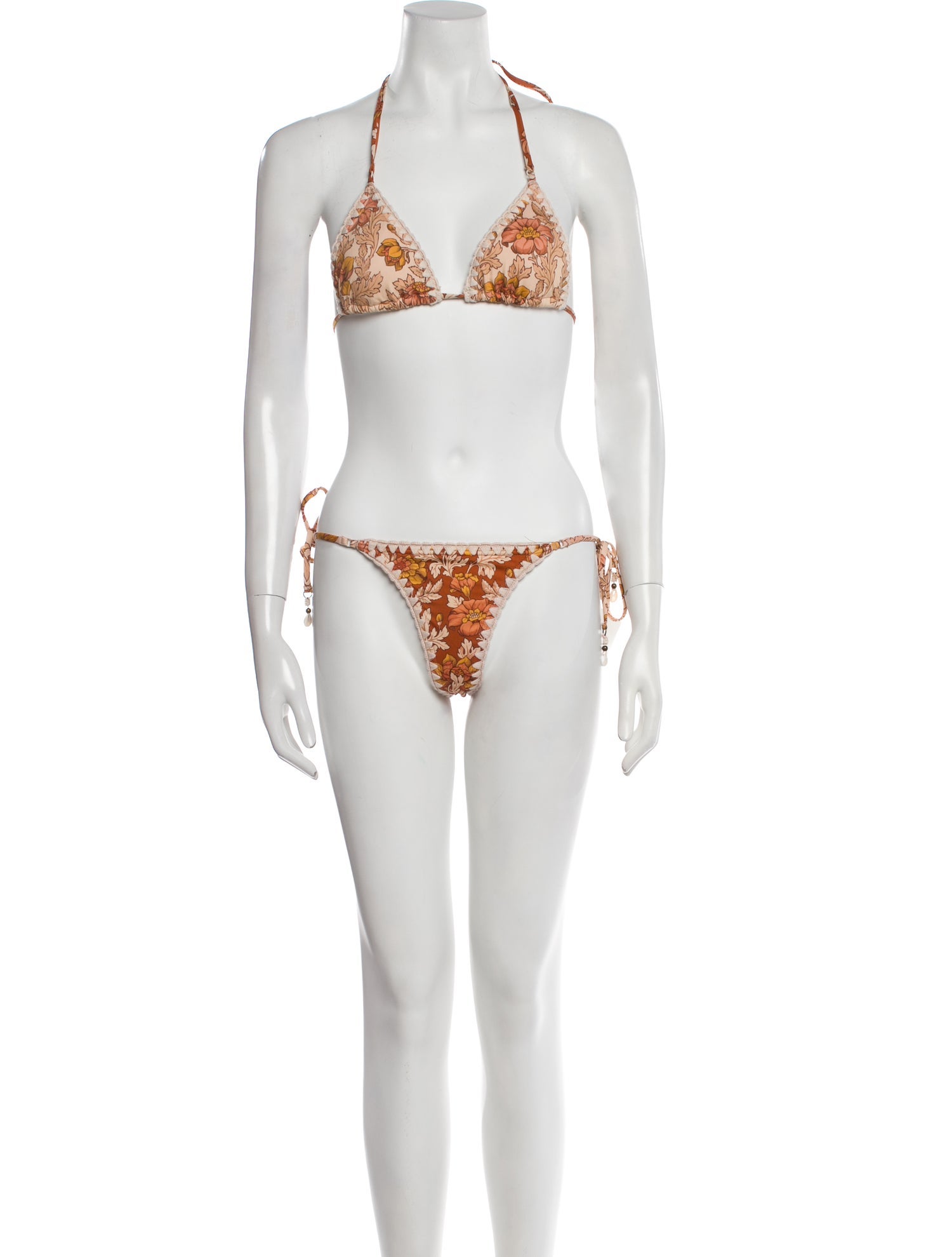 Zimmermann Floral Print Beaded Accents Bikini