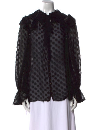 Zimmermann Polka Dot Print Mock Neck Blouse