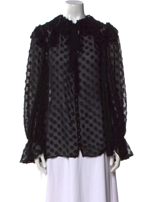 Zimmermann Polka Dot Print Mock Neck Blouse