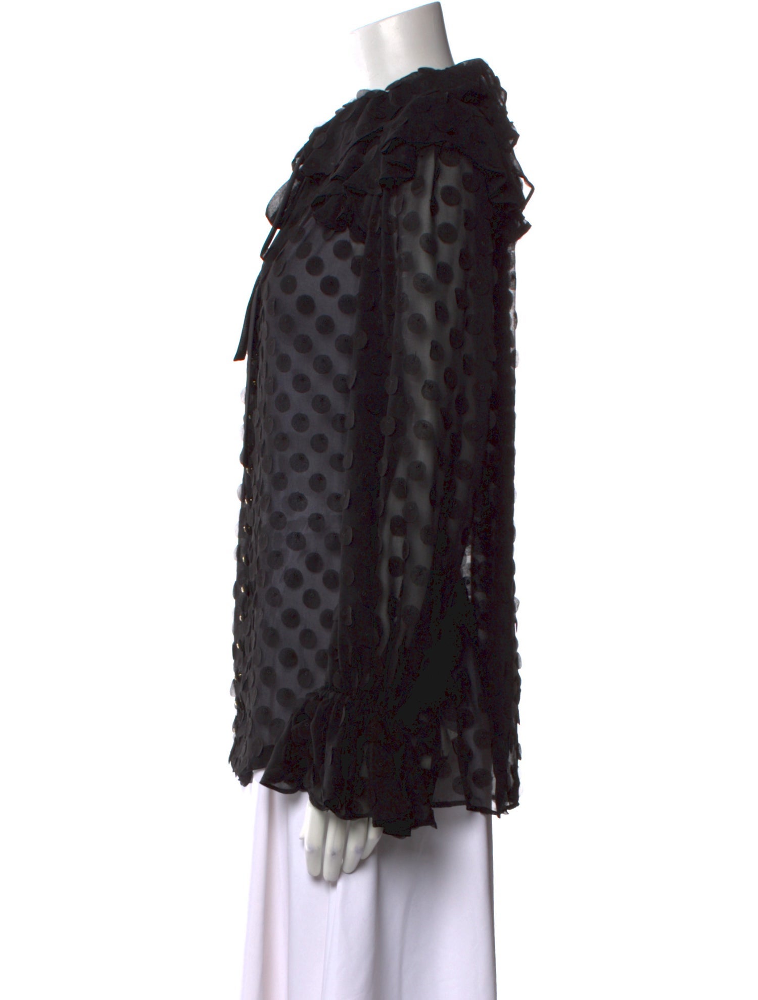 Zimmermann Polka Dot Print Mock Neck Blouse