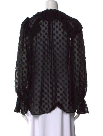 Zimmermann Polka Dot Print Mock Neck Blouse