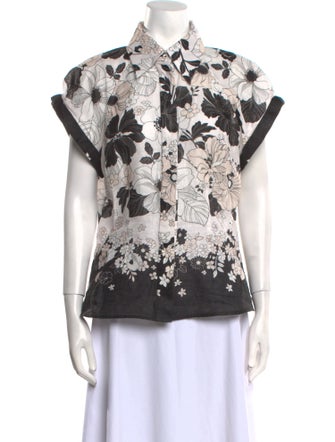 Zimmermann Linen Printed Button-Up Top