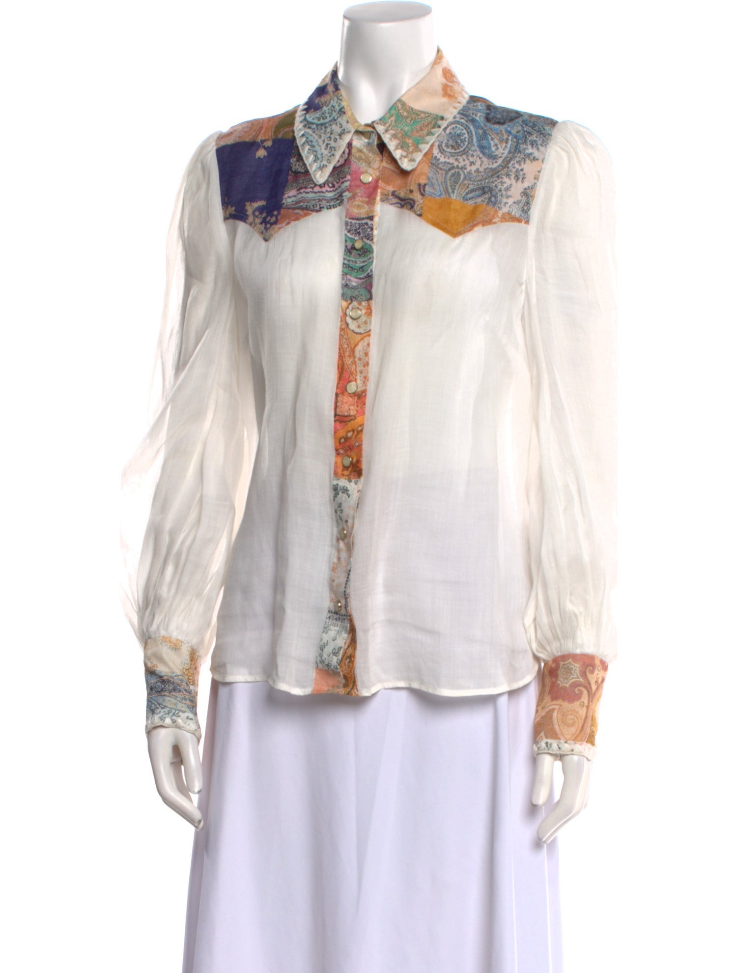 Zimmermann Printed Long Sleeve Button-Up Top