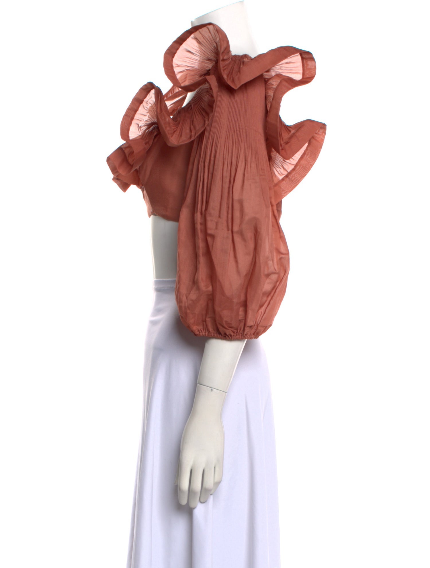 Zimmermann Square Neckline Three-Quarter Sleeve Crop Top