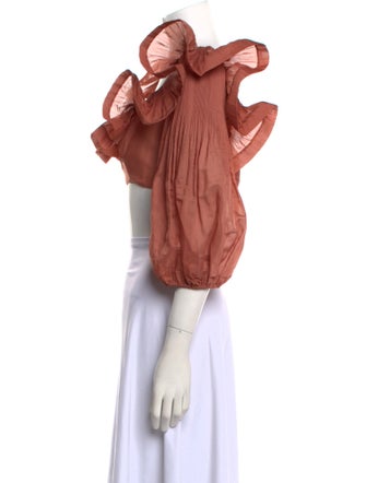 Zimmermann Square Neckline Three-Quarter Sleeve Crop Top