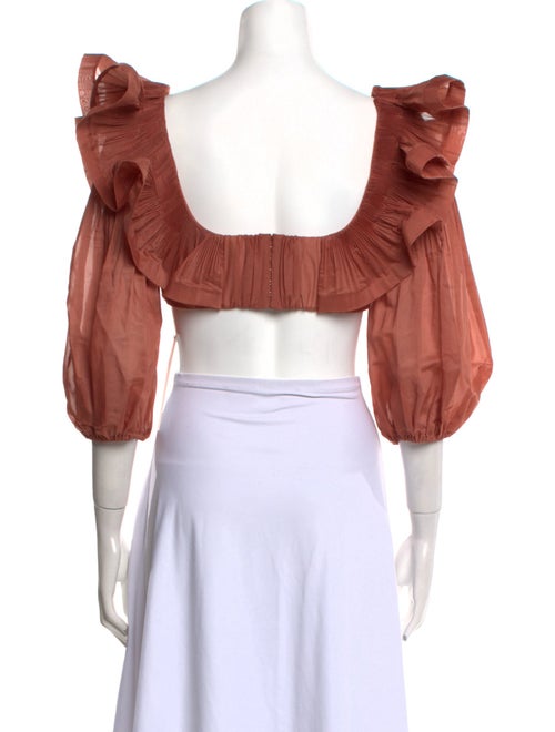 Zimmermann Square Neckline Three-Quarter Sleeve Crop Top