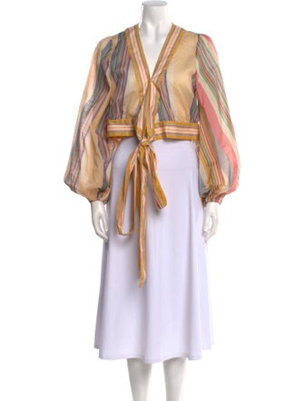 Zimmermann Striped V-Neck Top