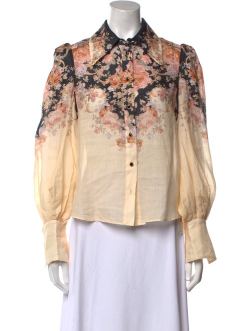 Zimmermann Floral Print Long Sleeve Button-Up Top