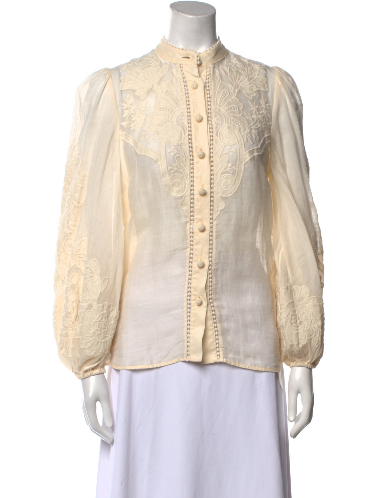 Zimmermann Linen Mock Neck Button-Up Top w/ Tags
