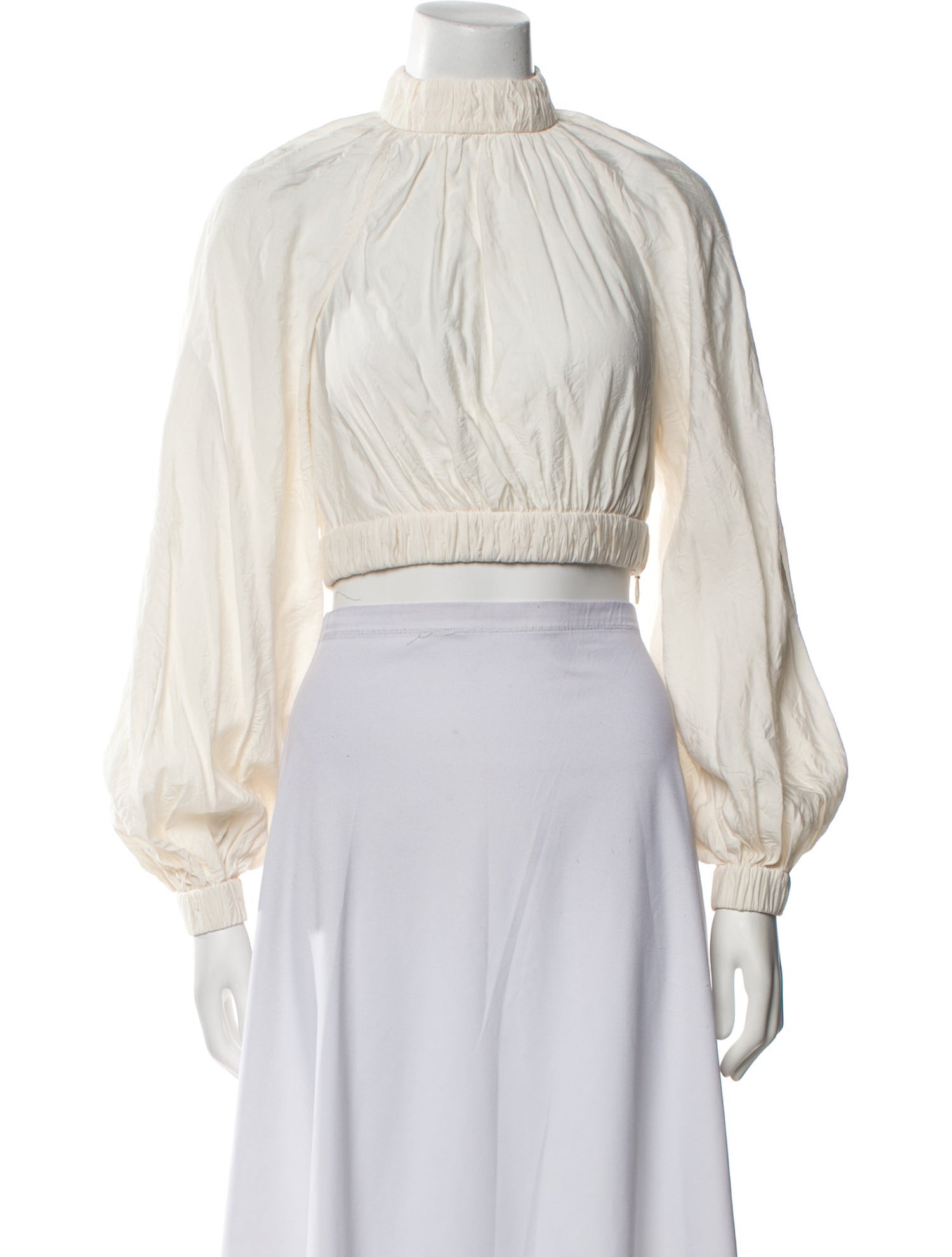 Zimmermann Mock Neck Long Sleeve Crop Top