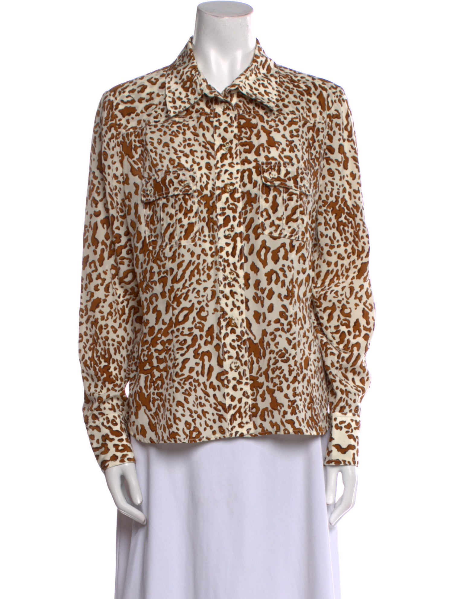 Zimmermann Silk Animal Print Button-Up Top