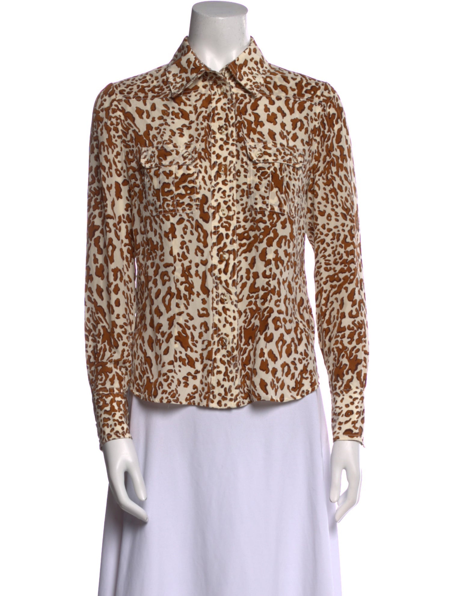 Zimmermann Silk Animal Print Button-Up Top