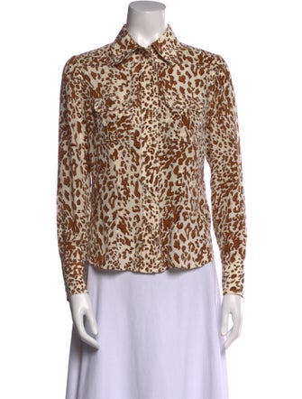 Zimmermann Silk Animal Print Button-Up Top