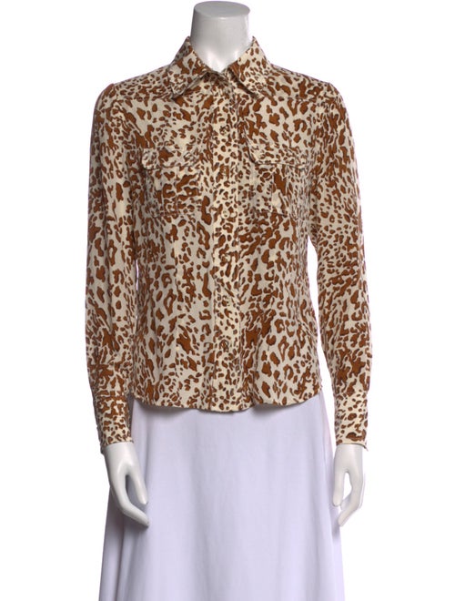 Zimmermann Silk Animal Print Button-Up Top