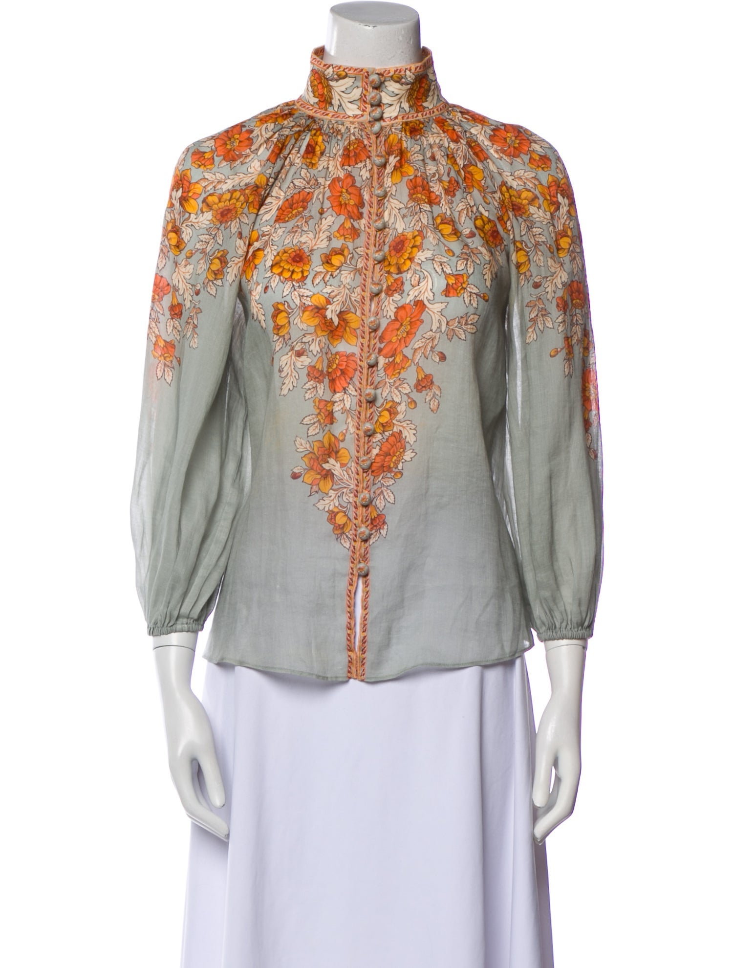 Zimmermann Printed Mock Neck Blouse