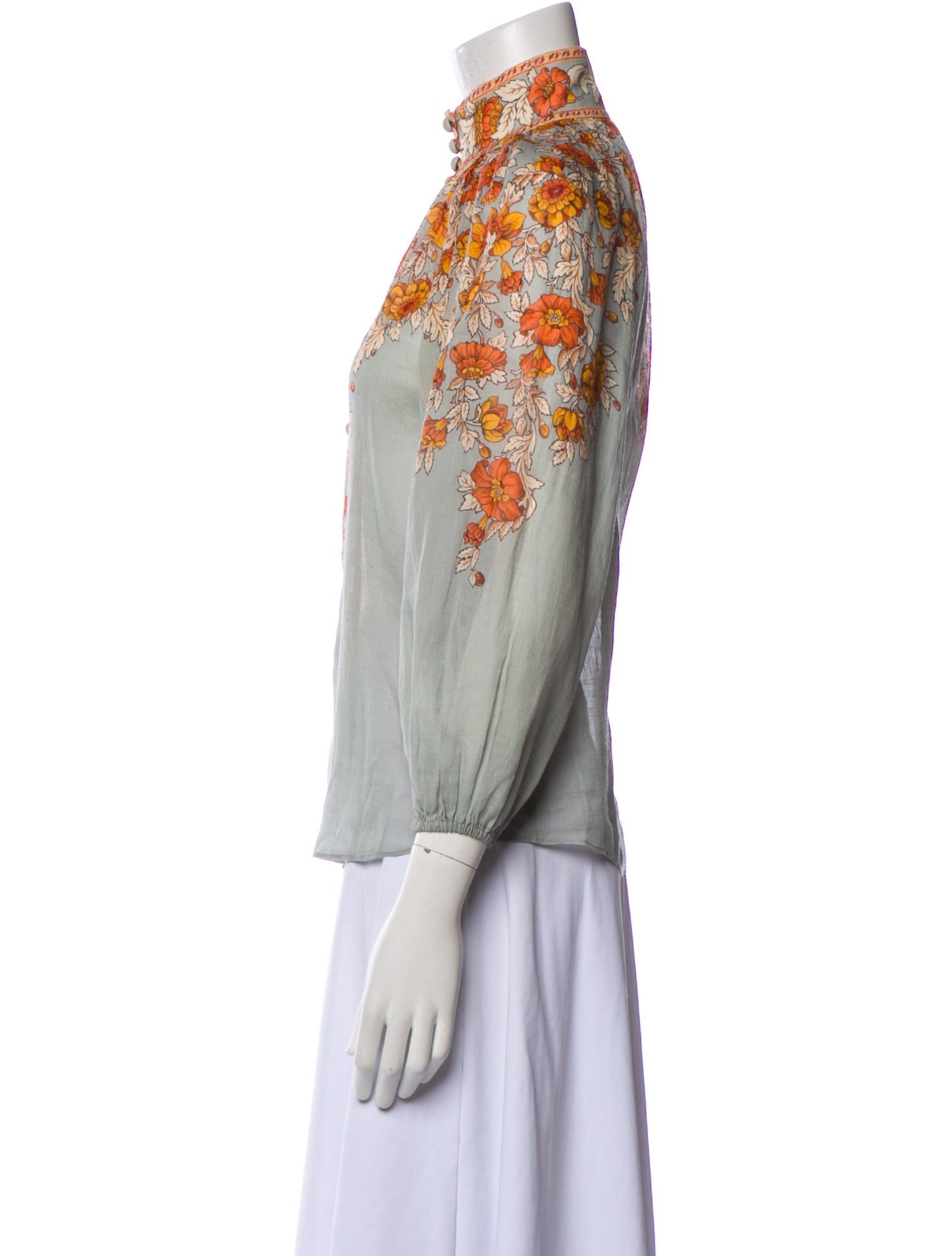 Zimmermann Printed Mock Neck Blouse