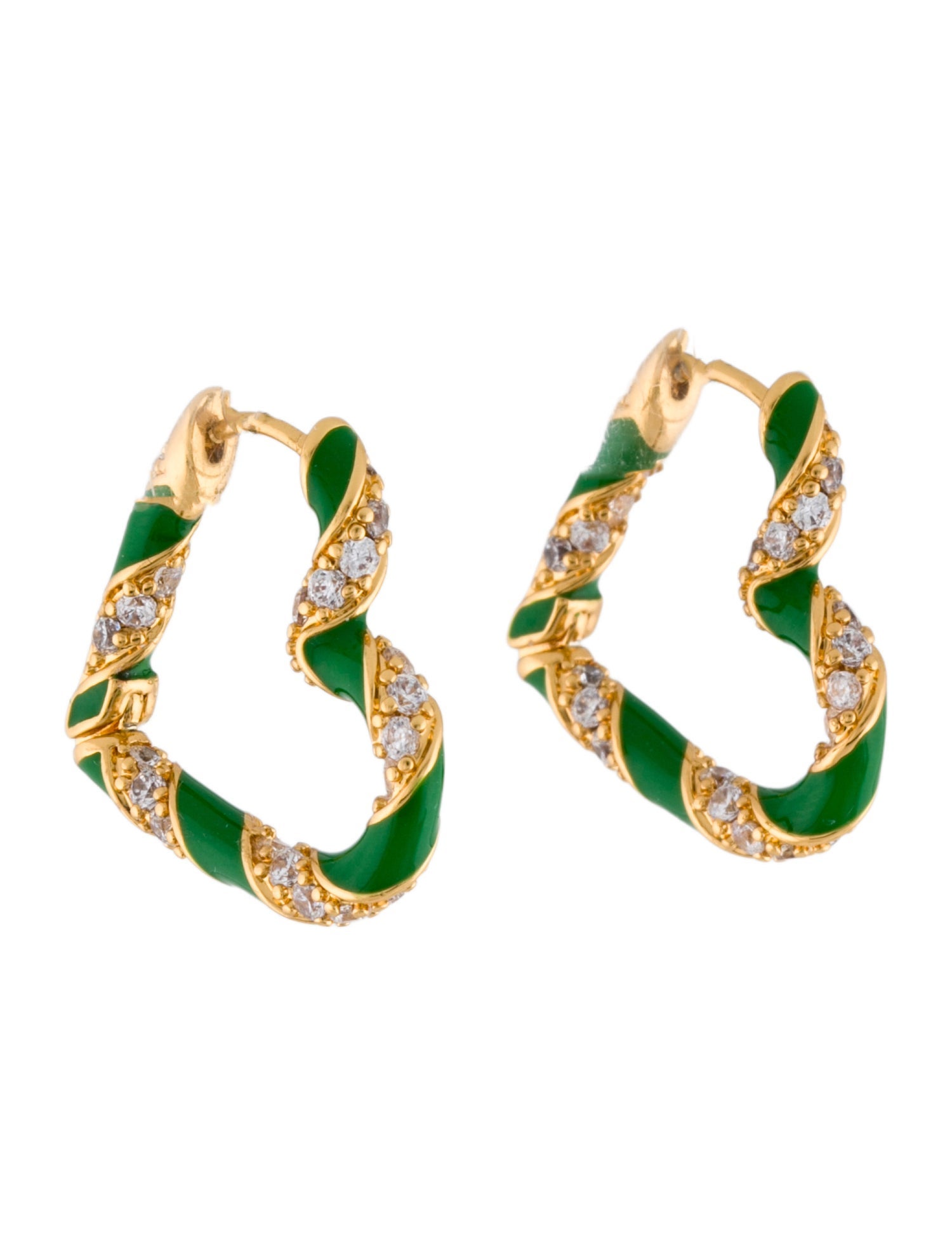 Zimmermann Crystal & Enamel Candy Striped Heart Hoop Earrings