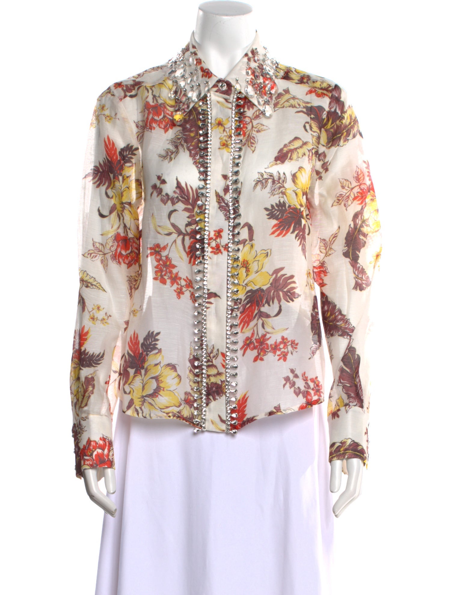 Zimmermann Linen Floral Print Button-Up Top w/ Tags