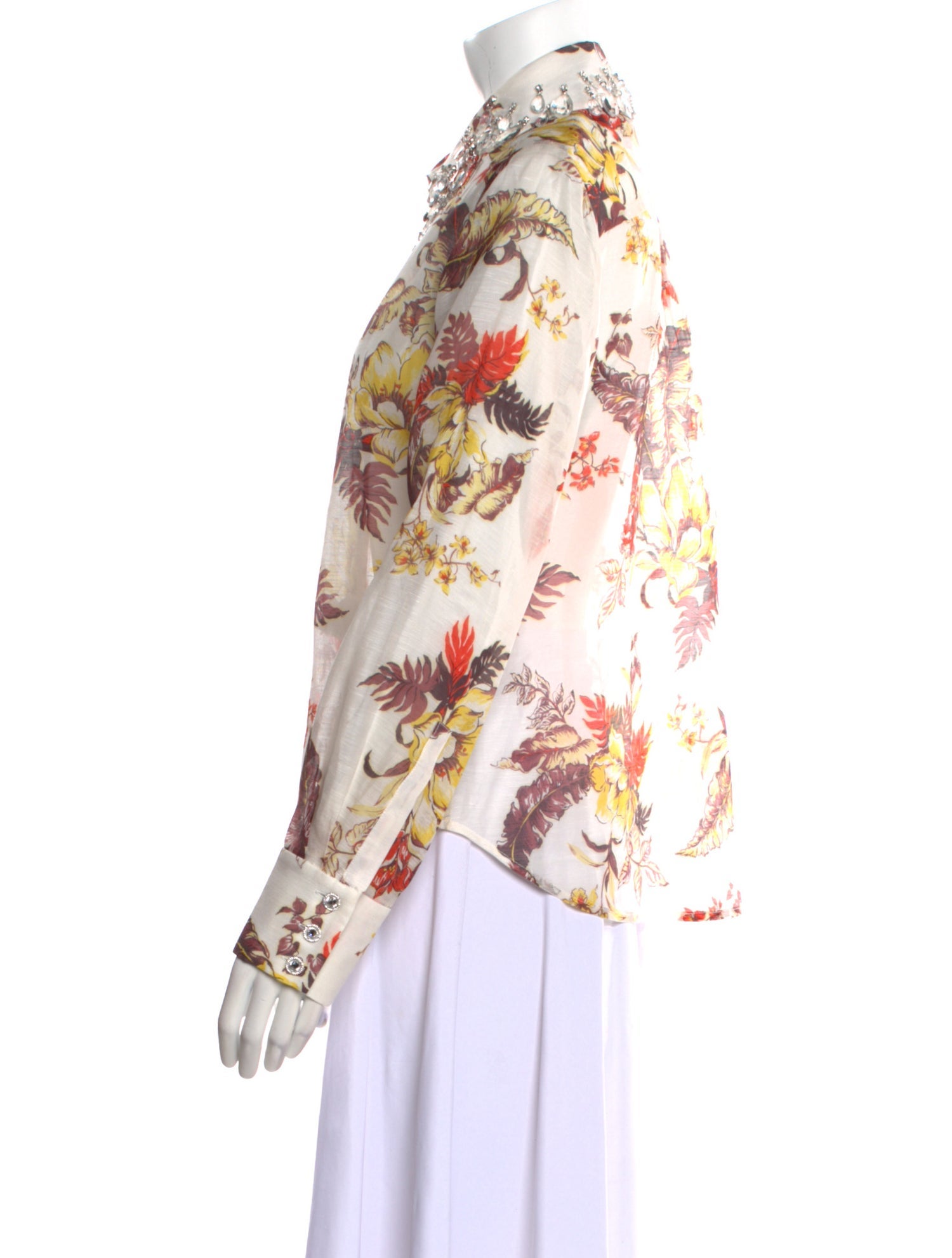 Zimmermann Linen Floral Print Button-Up Top w/ Tags