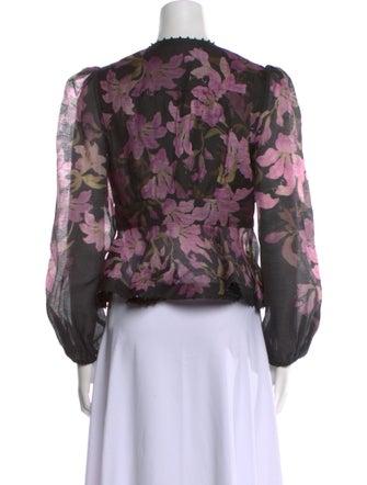 Zimmermann Linen Floral Print Blouse