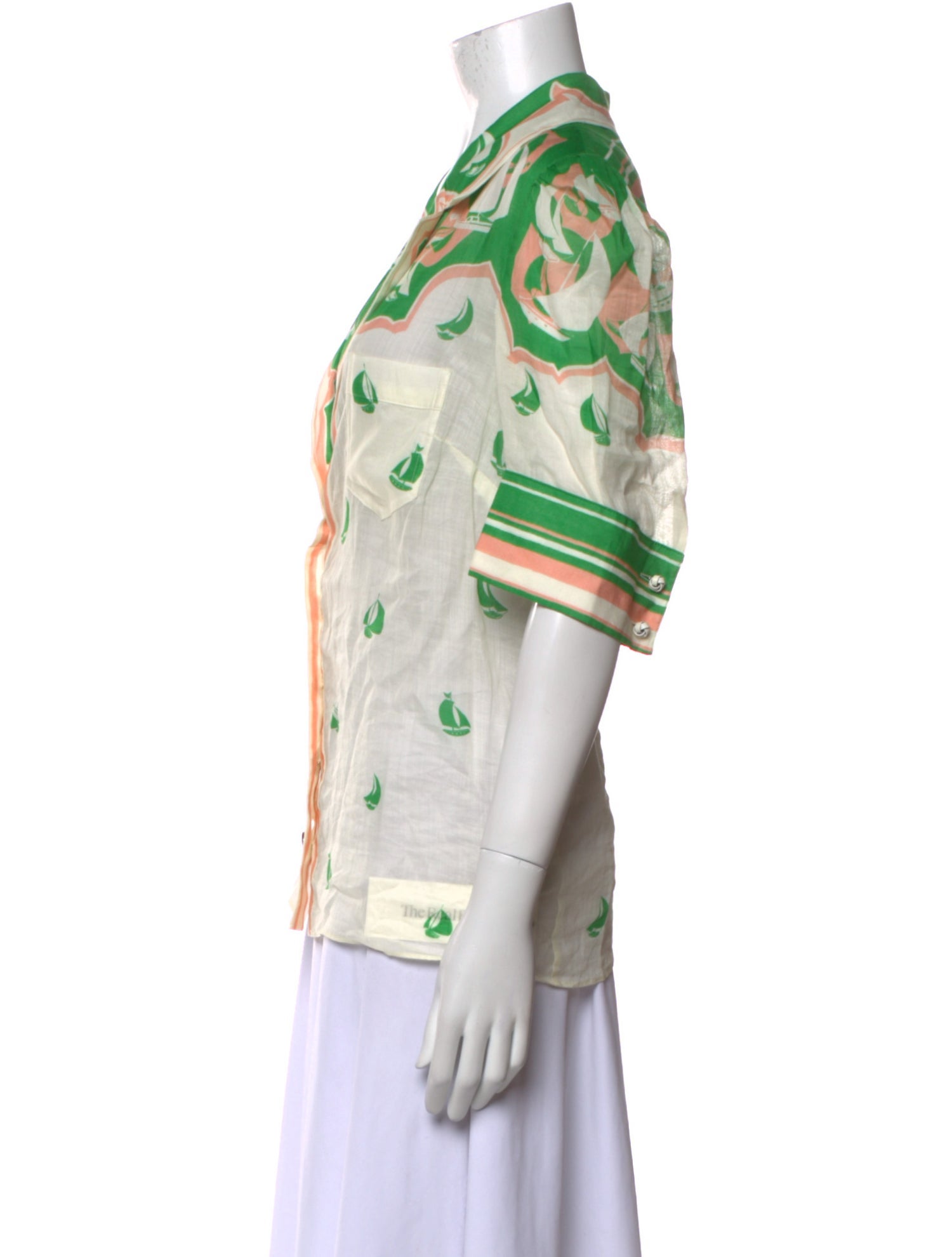 Zimmermann Printed Short Sleeve Button-Up Top