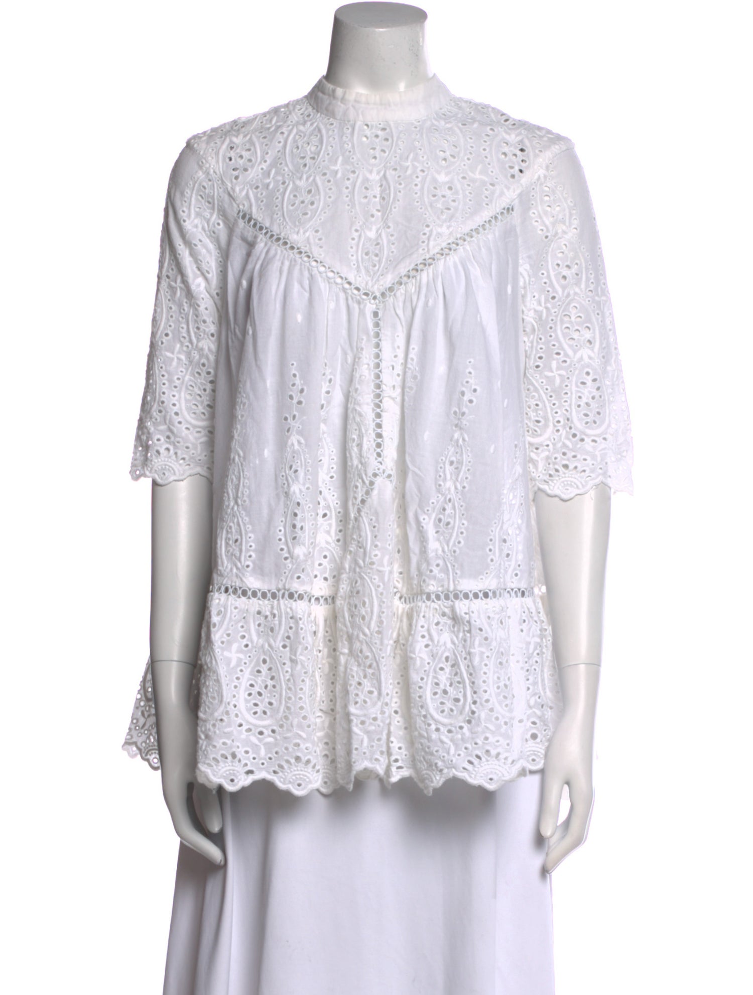 Zimmermann Mock Neck Long Sleeve Blouse