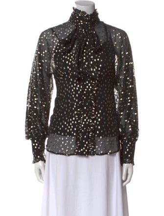 Zimmermann Polka Dot Print Mock Neck Blouse
