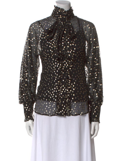 Zimmermann Polka Dot Print Mock Neck Blouse