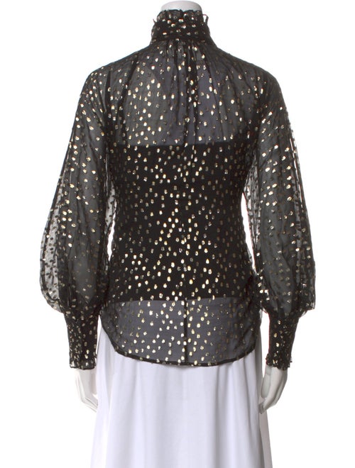 Zimmermann Polka Dot Print Mock Neck Blouse
