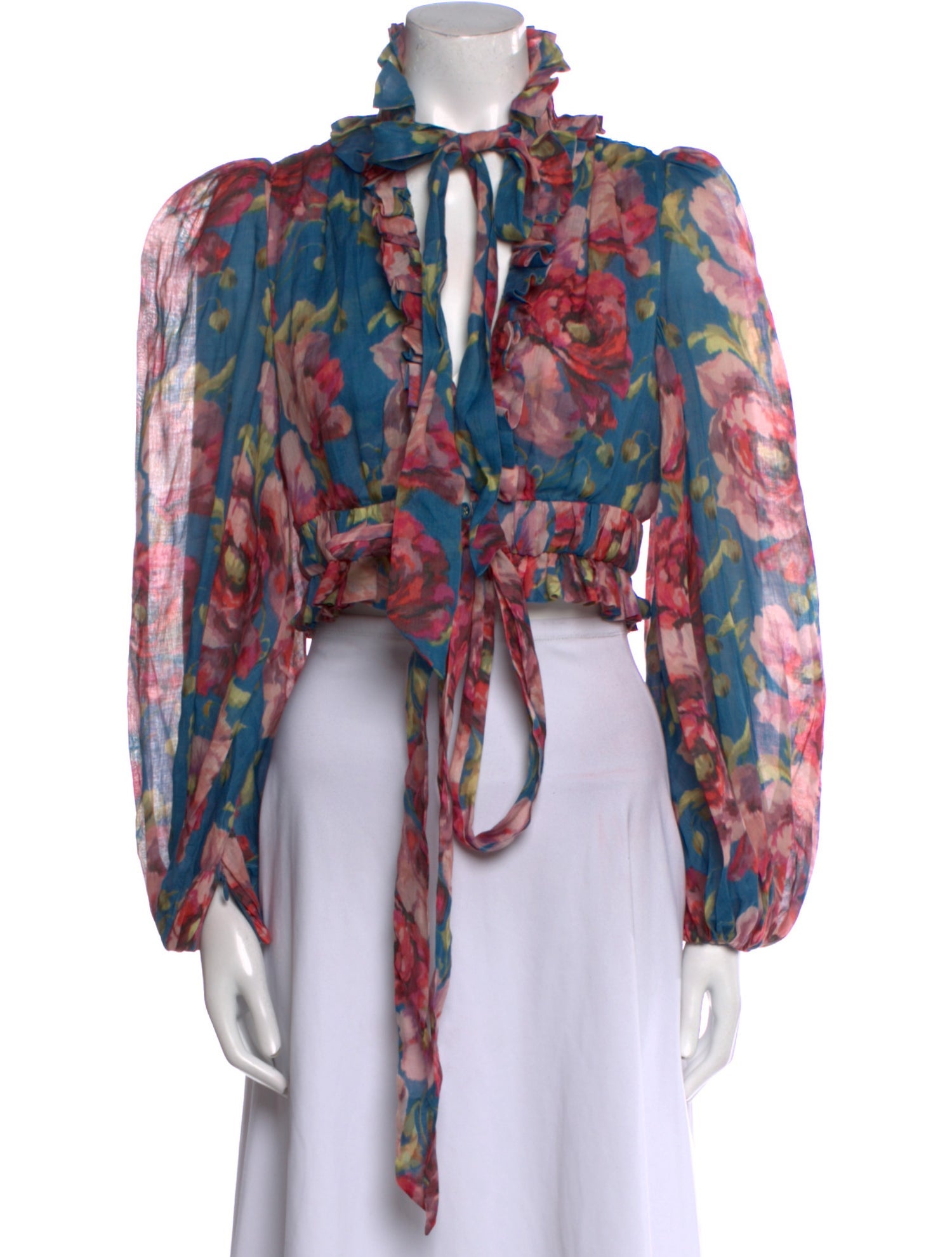 Zimmermann Floral Print V-Neck Crop Top