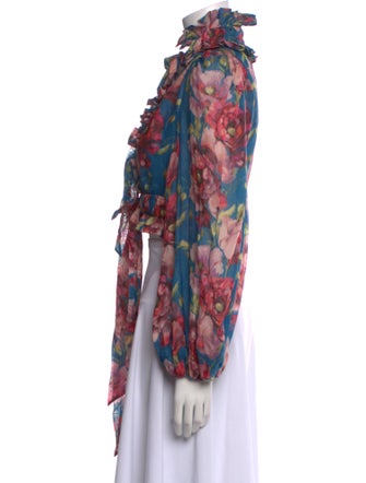 Zimmermann Floral Print V-Neck Crop Top