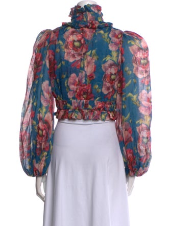 Zimmermann Floral Print V-Neck Crop Top