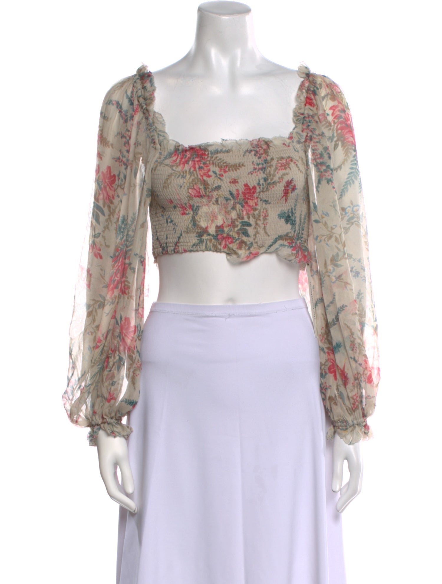 Zimmermann Silk Floral Print Crop Top