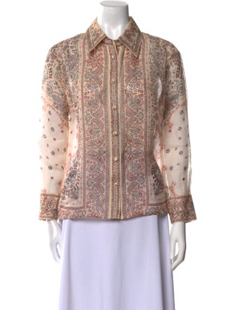 Zimmermann Linen Paisley Print Button-Up Top