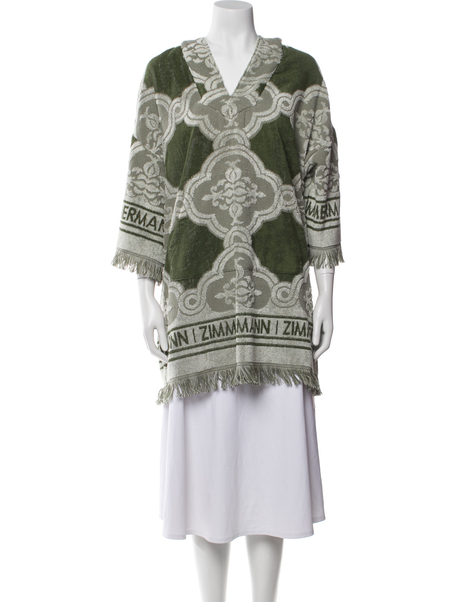 Zimmermann Printed Fringe Trim Accent Nightgown