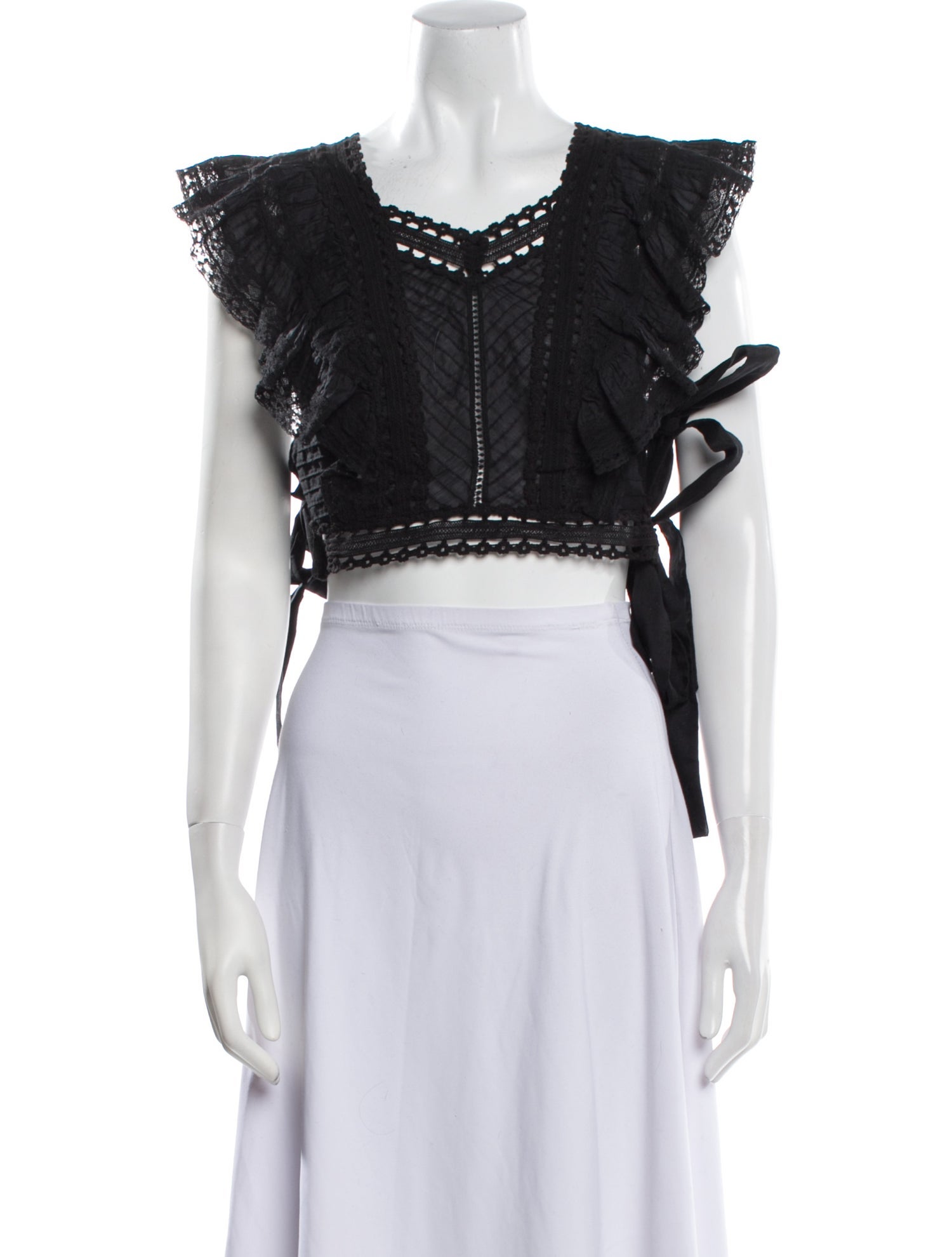 Zimmermann Square Neckline Short Sleeve Crop Top