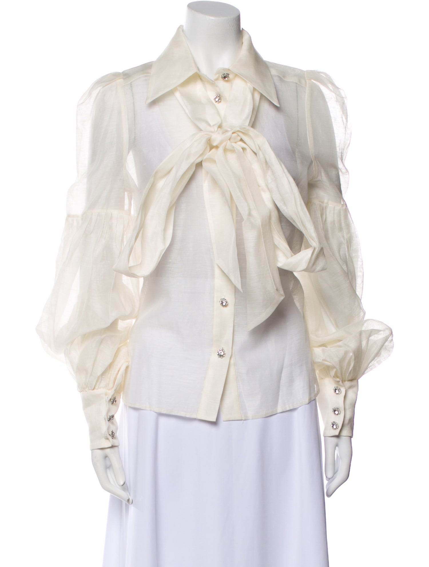 Zimmermann Linen Three-Quarter Sleeve Button-Up Top