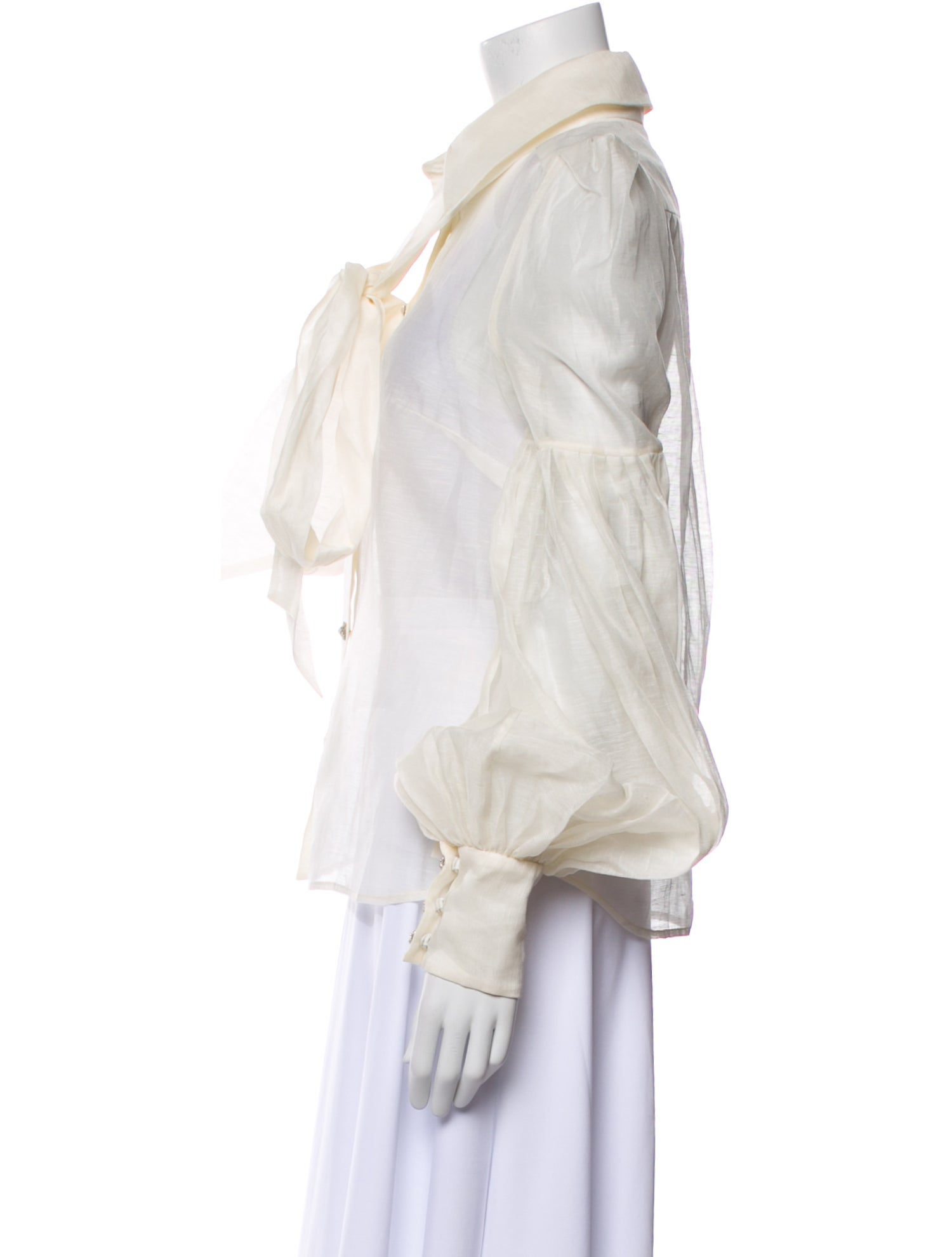 Zimmermann Linen Three-Quarter Sleeve Button-Up Top