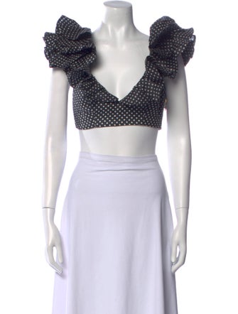 Zimmermann Linen Polka Dot Print Crop Top