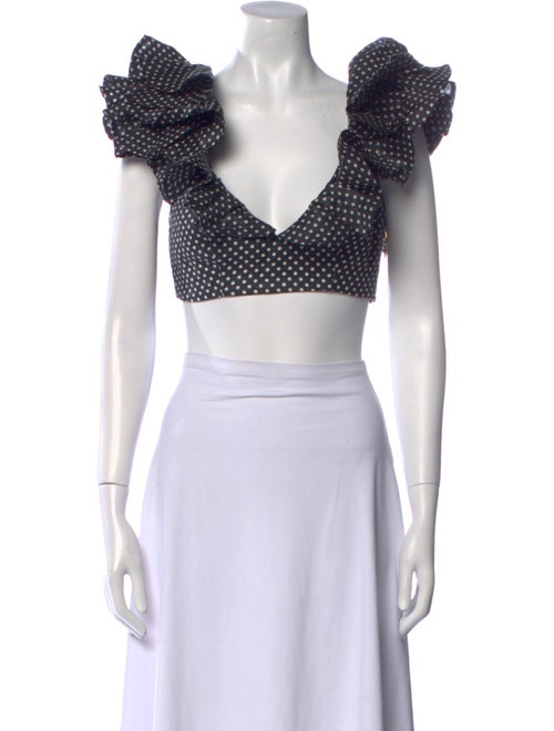 Zimmermann Linen Polka Dot Print Crop Top