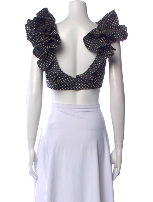 Zimmermann Linen Polka Dot Print Crop Top