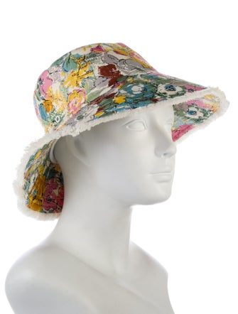 Zimmermann Linen Bucket Hat With Multi-floral Print.