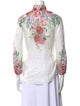 Zimmermann Floral Print Mock Neck Button-Up Top