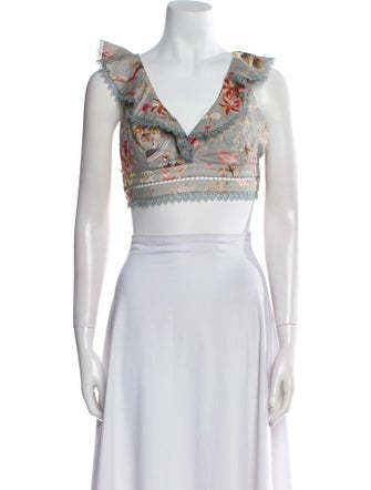 Zimmermann Linen Printed Crop Top