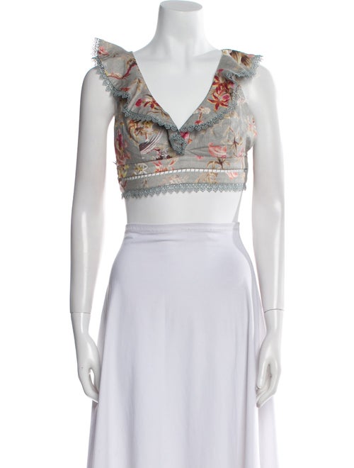 Zimmermann Linen Printed Crop Top