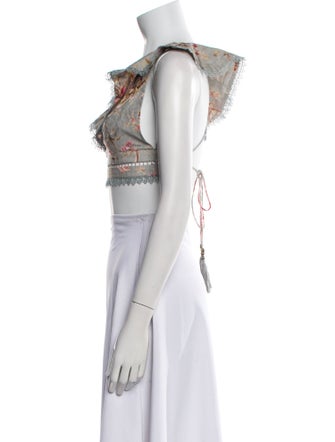 Zimmermann Linen Printed Crop Top