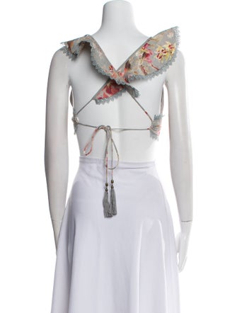Zimmermann Linen Printed Crop Top