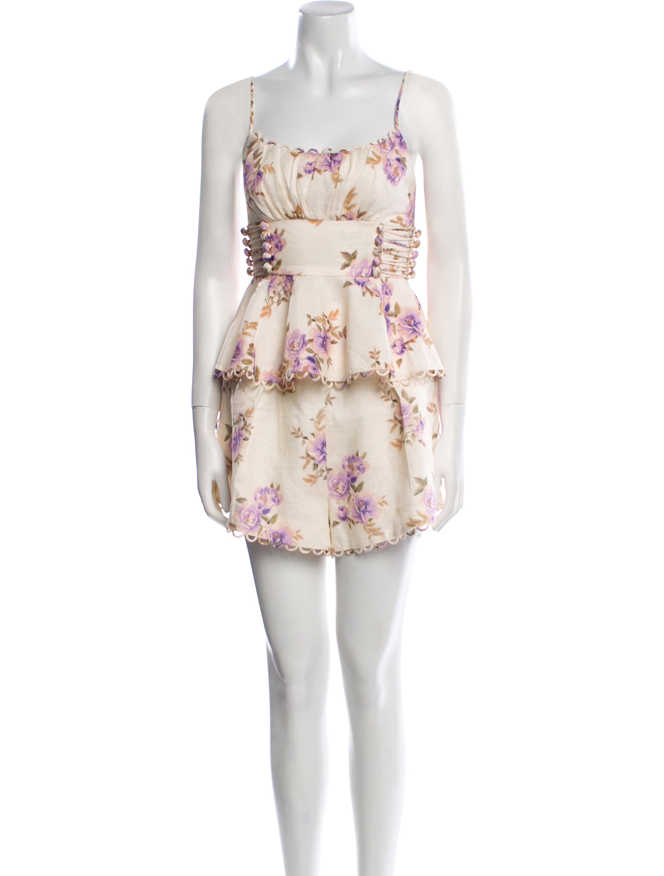 Zimmermann Linen Floral Print Short Set